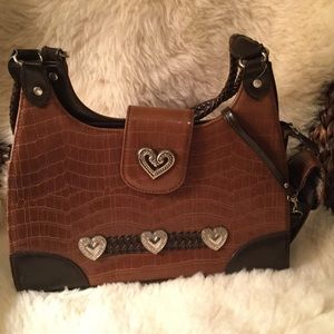 BRIGHTON Vintage Croco Satchel